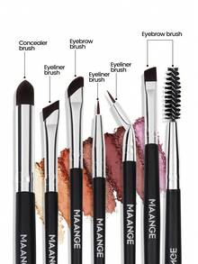 MAANGE 10pcs Makeup Brush Set With Eyelash Brush Eyebrow Brush Eyeshadow Brush Highlight Brush Nose Shadow Brush Concealer Brush Eyeliner Brush Halo Brush Makeup Tools,Brush Set,Makeup Brush Kit,Make Up Brush Set,Make Up Set Complete,Makeup Brush Set,Complete Makeup Kit,Brush Kit,Brushes Makeup Set,Makeup Gift Set,Set - Black - View 3
