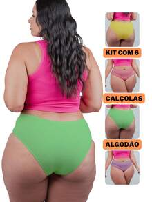 Kit 06 Calçola Grande algodão Premium Plus Grande Confort - Multicolorido - Visão 5