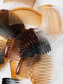 8/24件套女士塑料发梳套装，适合日常发型设计、发饰、侧梳 - 淺咖色 - 查看 4