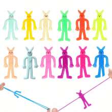 30 Pcs Random Color Easter Gifts For Kids Bendable Bunny Rubber Sticky Rabbit Stretch Bunny Toy For Boy Girl Easter Egg Hunt Party Favor Basket Stuffer Classroom Prize