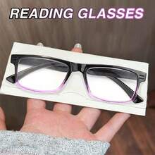 6pcs Classic Square Reading Glasses, Black Frame With Gradient Color, Multiple Color Options, Comfortable Lightweight Frames, Daily Reading Glasses - Multicolor 2 - View 5