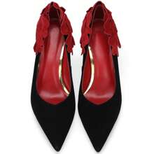 TDD Floral High Heels For Women Stiletto Pointed Toe Pumps Closed Toe Dressy Comfortable Sexy Elegantes Faux Suede Wedding Slip On Formal Prom Sparkly 3 Inch Shoes