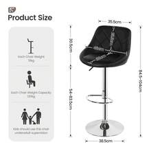 Jooli H Bar Stools Set Of 2, PU Leather Adjustable Swivel Breakfast Barstools With Gas Lift, Chrome Footrest And Base For Kitchen, Counter, Breakfast Bar, Black - Negro - Ver 7