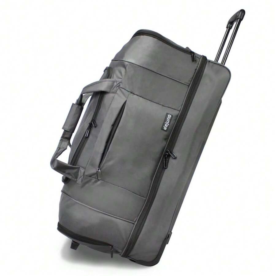 World Traveler Dejuno 30-Inch Nylon Rolling Duffel Bag With Drop Bottom - Black - Grey - View 1