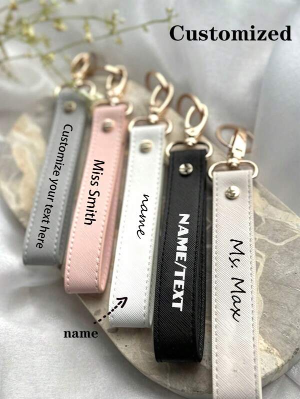 Personalised Leather Wristlet Keychain Wrist Strap Keyring For Car Key Holder For Women Gift For Best Friend Gift For Housewarming, Dawg, Engraved, Sequins, Stainless, Vintage, Casual, Unisex, Hipster, Old Money, Stylish, Custom, Personalized, Unique, Customized, Delicate Romance