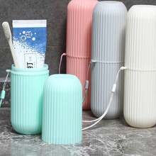 旅行牙刷盒竖条纹便携式漱口杯牙刷杯宿舍洗漱包便携牙刷架（牙膏管手柄绳颜色随机）（塑料制品因成型可能存在一些毛刺，属正常现象） - 彩色 - 查看 16