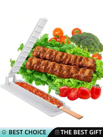 2 Pcs Kebab Maker Plastic Kebab Press Manual Kabob Mould Kabob Skewers Barbecue Machine Maker Mold Kebabs Essential Grilling Tool Portable Easy To Use Outdoor BBQ Tools For Picnic Party Family Reunionfor Kofta, Traditional Turkish Kebab Barbecue Skewer Mold (White)