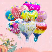 10pcs Spanish 10inch Mini Mother's Day Heart Balloons Best Mom Air Balloon Love Mom Mother's Day Decorations