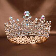 1pc Gold Luxury Rhinestone Princess Crown For Bridal Wedding Dress Accessory - Gold - View 5