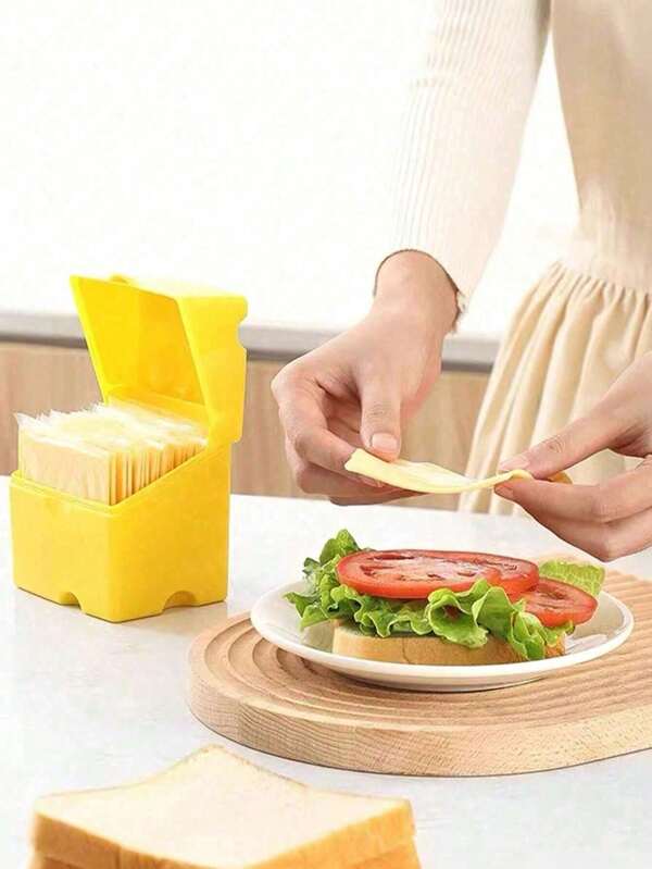 1pc Sliced Cheese Storage Container With Flip Lid, Plastic Butter Block, Cheese Slice Storage Box, Cheese Slice Holder Sliced Cheese For Refrigerator Food,Cheese Slice Crisper Refrigerator Storage Rack Clamshell,Cheese Slice Holder Sliced Cheese Saver Keeper For Refrigerator Food,Kitchen,Summer Beach Party,Food,Camping,Organizer,Room Decor,Kitchen Items.