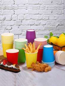 10 piezas de vasos de papel de colores desechables, vasos para bebidas frías, vasos de café, accesorios de fotografía adecuados para zumo o té, reuniones de oficina, viajes familiares, vasos de unicolor sin electricidad, celebraciones festivas, fiestas de cumpleaños, meriendas, fiestas en casa u oficina, decoración del hogar, del dormitorio, almacenamiento, decoración de jardín, con artesanía exquisita y combinación de moda - Multicolor - Ver 7