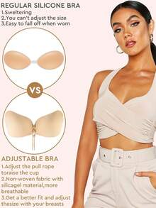 Sticky Bra Backless Backless Strapless Bra Push Up For Women Dresses - Apricot - View 4