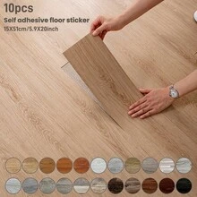10 件 3D 木纹乙烯基地板砖，20 英寸 X 5.9 英寸，即剥即贴 PVC 地板贴纸，可移除和重复使用，适用于家庭装饰、客厅、卧室、餐厅、宿舍墙面装饰房间装饰壁纸墙纸墙贴墙贴厨房配件厨房厨房用品厨房装饰地砖自粘地砖剥离粘贴客厅装饰