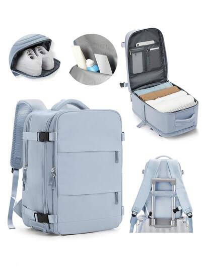 Unisex Large Travel Backpack, Business Laptop Backpack, Carry-On Size 40x20x25cm, Meets Airline Standards, Water-Resistant, Multi-Function Separate Shoe Compartment, Wet & Dry Separation, Suitable For Students, Commuting And Laptop Use