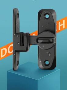 1pc No Drill Thick Universal Card Buckle Door Latch, Bathroom Simple Vintage Lockable Zinc Alloy Door Latch, Stainless Steel Anti-Theft Latch