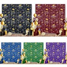 2pcs 2025 Class Graduation Photography Backdrop Black Gold Glitter Bokeh Graduation Party Background 2025 Congrats Grad Prom Party Decoration Banner (Five Colors Available