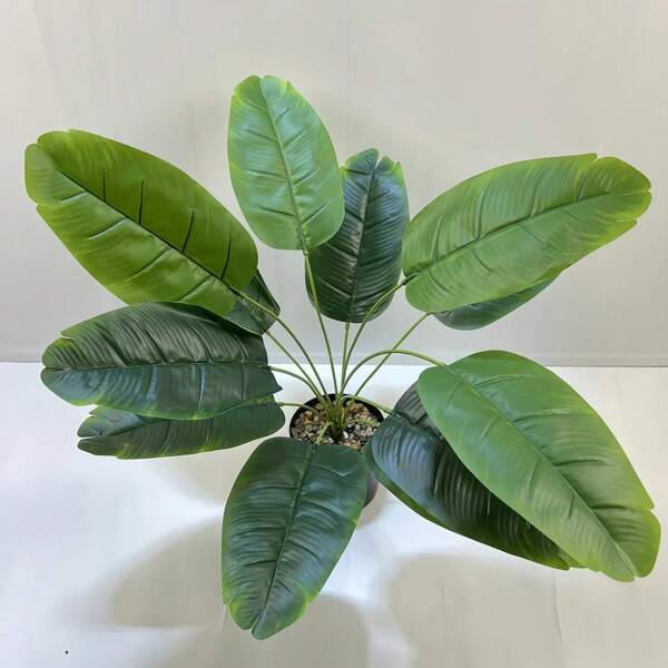 1 maço de palmeira artificial realista com grandes folhas verdes - Decoração realista para ambientes internos/externos para casamentos, hotéis, jardins e eventos sazonais - Folhagem de plástico durável, folhagem para casamento | Decoração de plantas exóticas | Plástico realista, decoração de palmeira, folhas de bananeira artificiais, vegetação tropical artificial realista, adequada para decoração de casa e exterior | Durável e fácil de limpar | Ideal para estética de primavera/verão, Dia das Mães