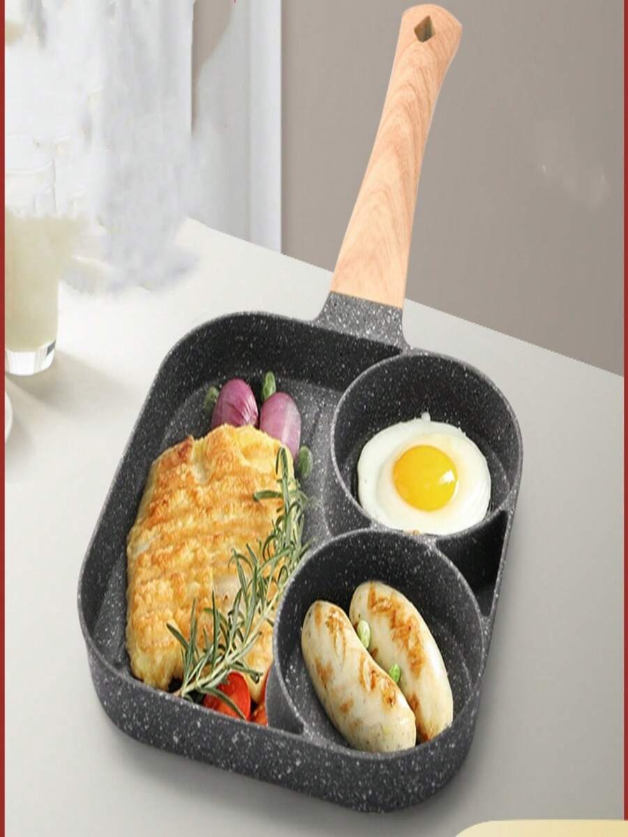 3-In-1 Breakfast Pan, Nonstick Cookware, Multi-Function Steak & Hamburger Pan, Omelette Pan, Universal For Home Use & Induction Cooktop - Multicolor - View 1