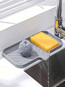1pc Silicone Sink Drain Tray With Spout - Soap & Sponge Holder For Kitchen & Bathroom - Multicolor - View 11