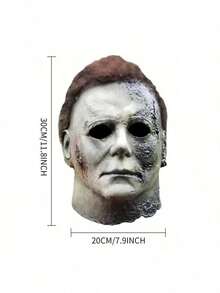 角色扮演面具男式乳胶头盔血腥杀手恶魔恐怖头盔狂欢节服装派对道具成人 - 灰色 - 查看 3