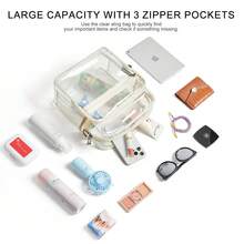 LATMAP Clear Bag For Women, Clear Crossbody Fanny Pack Stadium Approved, Small Clear Purse For Concerts Festival, Stadium Approved 10.7x 4.5 X 11.5 Clear Transparent Purse Bag For Concerts Sports Events Festivals,Clear Bag Concert,Mother's Day Gift - 白色 - 查看 3