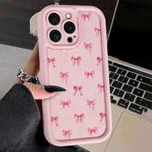 Bow-Knot 1 Pc Full Transparent TPU Phone Case With Cute Pink Bow Graphic Pattern Compatible With IPhone 11 12 13 14 15 16 Pro Max, XR, 7/8 Plus, Series Waterproof Shockproof Anti-Fall Scratch Resistant - Multicolor - View 4