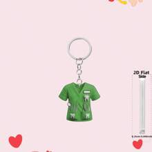 2D Flat, Adorable Dentist Uniform Keychain, Ideal Gift For Dental Professionals And Friends, Waterproof Acrylic, Designed With Blue And Green Shirts And Dental Tools, Bag Accessory, Keychain Car Accessories Bag Charm School Cute Goth Y2k