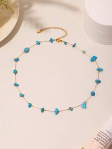 1pc MiDuoDuo Summer Asymmetrical Natural Stone Necklace, Women Beach Vacation Accessory - Natural Stone Necklace - View 8