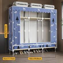 Cloth Wardrobe Freestanding Closet | Metal Frame With Fabric Cover | Multi-Compartment Organizer | Easy Assembly | Includes Hanging Rod, Drawers And Shelves | Space-Saving Design For Bedroom Storage And Accessories | Modern Closet Design, Clothes Organization, Portable Wardrobe