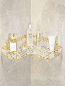 1件轻奢浴室铁艺金色三角台面置物架洗手台浴室卫生间角落收纳架 - 金色 - 查看 10