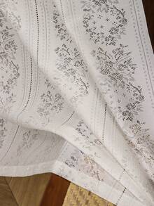 1pc Minimalist Luxury Solid Color Floral Wreath Hollow-Out Lace Curtain, Room Divider, Door Curtain - White - View 4