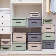 1pc Large Capacity Foldable Fabric Covered Storage Box With Dust Cover, For Organizing Coffee Capsules And Other Items