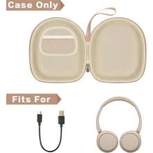 Headphone Case Compatible With Sony WH-CH520 Wireless Headphones Bluetooth On-Ear Headset With Microphone, Over Ear Noise Cancelling Earphone Bag For USB Cable For Work- Beige (Box Only) - 米色 - 查看 2