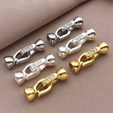 1/3/5pcs Real 18K Gold Plated Bead Cap Connectors Buckle Clasp Spring Necklace Clasps Closures Bracelet Brass End Buckle With Zirconia For DIY Beaded Jewelry Making Finding Bracelet Necklace 6x20mm - Multicolor - View 3