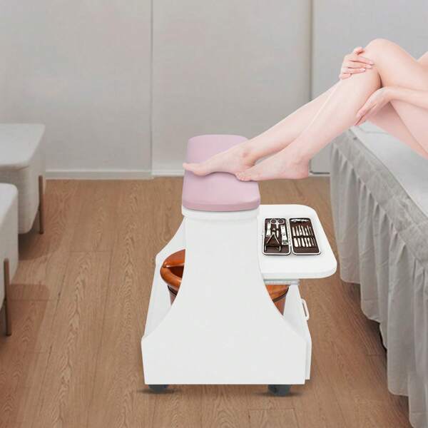 CNCEST Carrello per unghie e piedi CNCEST a 3 livelli, tavolo per manicure, salone, carrello per estetista portatile con 4 ruote per salone di bellezza, pedicure, trattamento di massaggio, capacità di carico di 50 kg (bianco/nero/rosa)