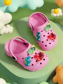 2025 Comfortable Casual Boys' And Girls' Cave Shoes For Home, Outdoor, Daily Gathering, Soft Bottom, Casual Dinosaur Cartoon Cave Shoes - Pink - View 2