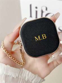 [Personalizado] Funda con textura de litchi personalizada de lujo para Galaxy Buds 2/2Pro/Pro/Live/FE, con patrón cilíndrico y letra/nombre personalizado - Multicolor - Ver 3