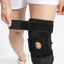 1 Pc- Open Wear Adjustable Knee Support Brace With Side Stabilizers & Patella Gel Pad For Men & Women, Compression Knee Brace, Stable Support Of The Knee, For Gym, Running, Fitness, Workout, Basketball - Black Gym Accessories Knee Support