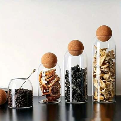 1 Set mit 4 Stücke Gewürz-Aufbewahrungsgläsern im Mittleren Osten Stil, 500ml, 800ml, 1000ml, 1300ml Fassungsvermögen, mit versiegelten gewölbten Deckeln, ideal für Gewürze, Kaffee, Bohnen, in transparenten Glasbehältern