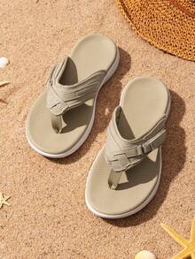 Women's Flip Flops Comfortable Arch Support Thong Sandals Summer Outdoor Beach Shoes - Beige - View 6