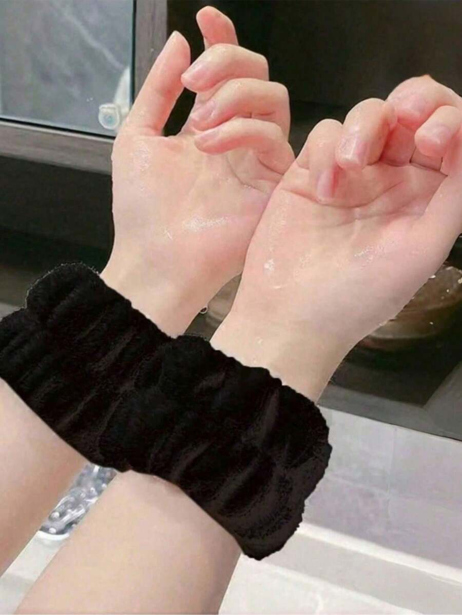 2pcs Facial Wrist Strap Towel, Absorbent Strap Wrist, Washband Face Wash Straps, Reusable Spa Headband Wrist, Microfiber Headband, Wristbands For Women, Facial Make-Up Hairbands Adjustable Elastic, For Yoga Sports Sweat Absorber Strap