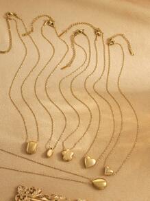 1pc Stainless Steel Minimalist Gold Color Pendant Necklace, Various Shapes Available, Suitable For Women's Daily Wear Or Gift