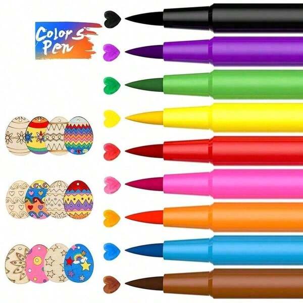 9 piezas Bolígrafos de colorante alimentario, marcadores comestibles de punta fina para niños para decorar fondant, huevos, hornear, pintar y dibujar