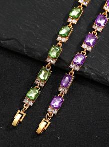 Damen Armband mit verstellbarem buntem Würfel und künstlichem Zirkonia-Stein, geeignet für Alltag, Party, Urlaub, Valentinstag, Geburtstag, Verlobungsgeschenk