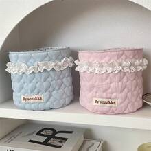 1 chiếc giỏ đựng đồ in hình nơ hoặc trái tim 3D màu hồng dễ thương, giỏ đựng đồ dùng văn phòng, giỏ đựng mỹ phẩm chống thấm nước dùng đựng cọ và đồ chăm sóc da, đồ trang trí bàn làm việc, hộp đựng đồ trang điểm. - Nhiều màu - Xem 5