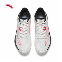 Anta Men Qingyi Professional Badminton Shoes, Anti-Slip Shock Absorbing Sports Sneakers, New Training Badminton Shoes - Papyrus/Fluorescent Red/Black -4 - View 3