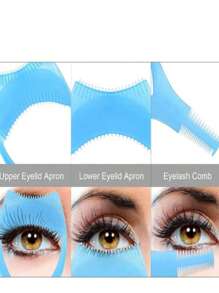 1 pieza Herramienta de maquillaje 3 en 1 para sombra de ojos, peinilla de pestañas y plantilla de delineador de ojos, aplicador de maquillaje reutilizable que ayuda a lograr pestañas y delineado de ojos perfectos