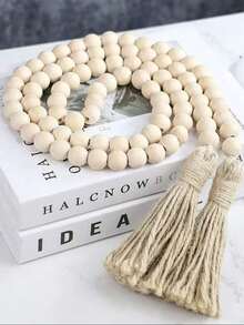 1PC Tassel Wooden Beads Garland DIY Handmade Jewelry Accessories Log Color Wooden Beads Rope String Farmhouse Wooden Beads Hanging Home Decoration Pendant Crafts Ornaments,Home Decor,Kitchen Decor, Decor,Room Decor,Christmas Decor,Party Decor,Decorative Crafts,Desk Ornaments,Table Decorative Ornaments,Party Gift, Decorations,Christmas Decorations, Christmas Gift. - Wood Color - View 9