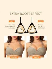 1 Pair Ultra Boost Inserts Double-Sided Adhesive Pads Sticky Bikini Padding Inserts For Sports Bra Swimsuit Beige