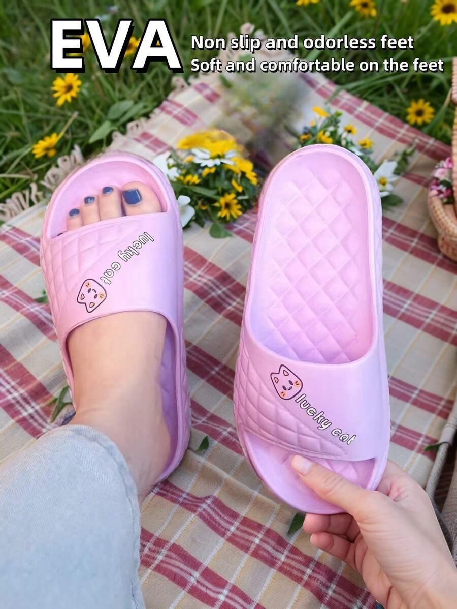 Fashionable Unisex Indoor Slippers, EVA Material Bathroom Anti-Slip, Odor-Free, Soft, Lightweight, Versatile, Comfortable House Slide Sandals, Suitable For Summer